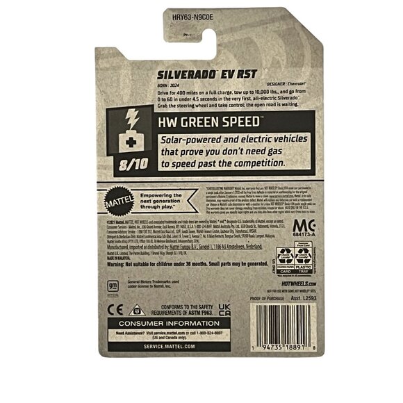 Hot Wheels Silverado EV RST Blue Truck HW Green Speed 2024 Mainline 110/250 - Picture 2 of 7